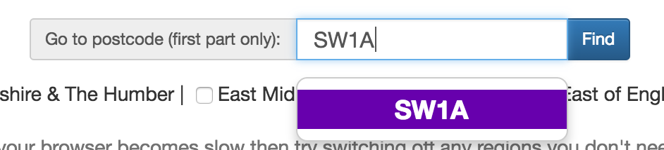 Postcode search box